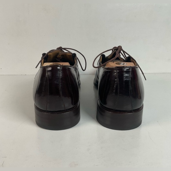 Mezlan Platinum Exotic Eel Skin Oxford Shoes 12 M Dark Mahogany Brown